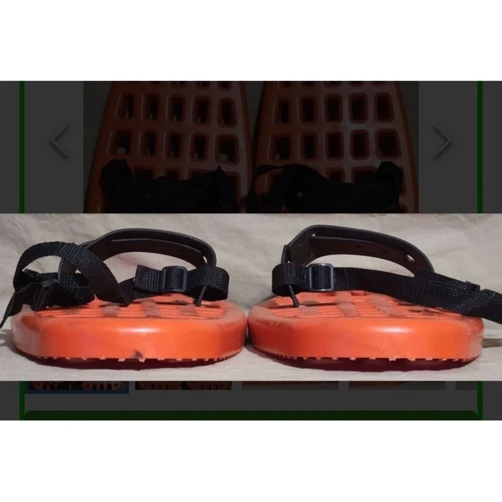 Vintage Plastic Snowshoes Orange Adjustable‎ Straps